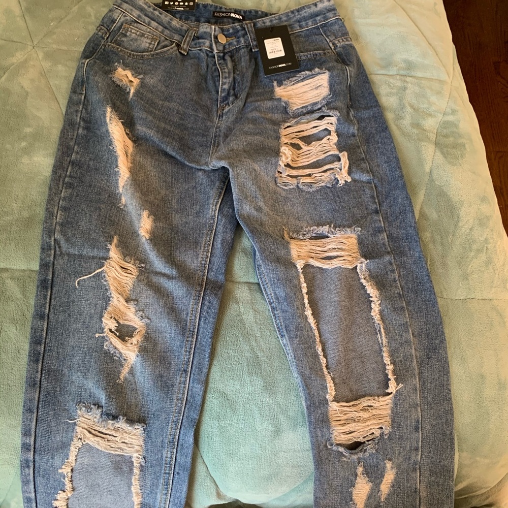 High waisted  boyfriend jeans medium wash